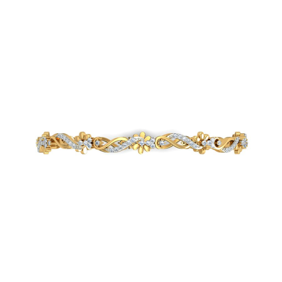 0.86ct Yellow Gold Natural Diamond Bangle SolitaireKart